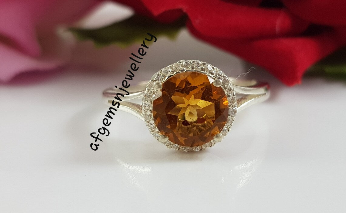 Genuine Yellow Topaz Ring-Natural Golden Topaz Ring-925 Sterling Silver Ring-Golden TOPAZ Jewelry-Vintage Ring-Birthstone TOPAZ Ring
