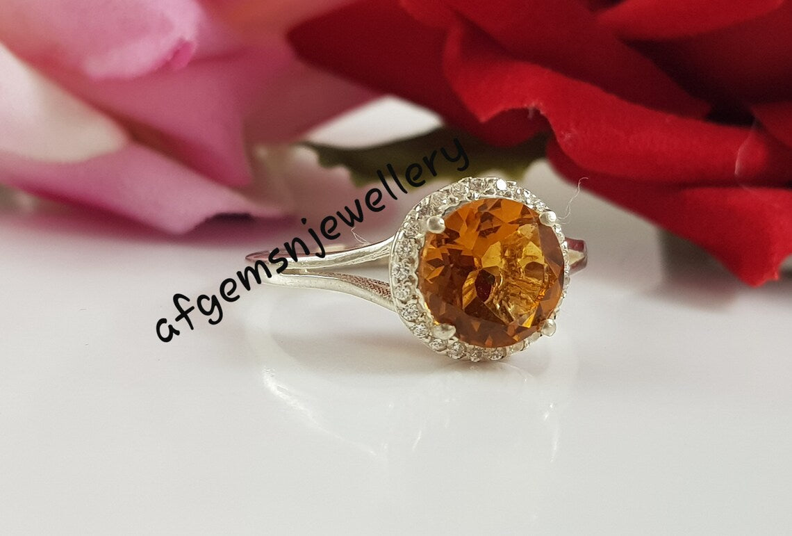 Genuine Yellow Topaz Ring-Natural Golden Topaz Ring-925 Sterling Silver Ring-Golden TOPAZ Jewelry-Vintage Ring-Birthstone TOPAZ Ring