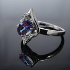 Unique Alexandrite Ring Sterling Silver Ring June Birthstone Ring Color Changing Gemstone Ring Color Changing Alexandrite