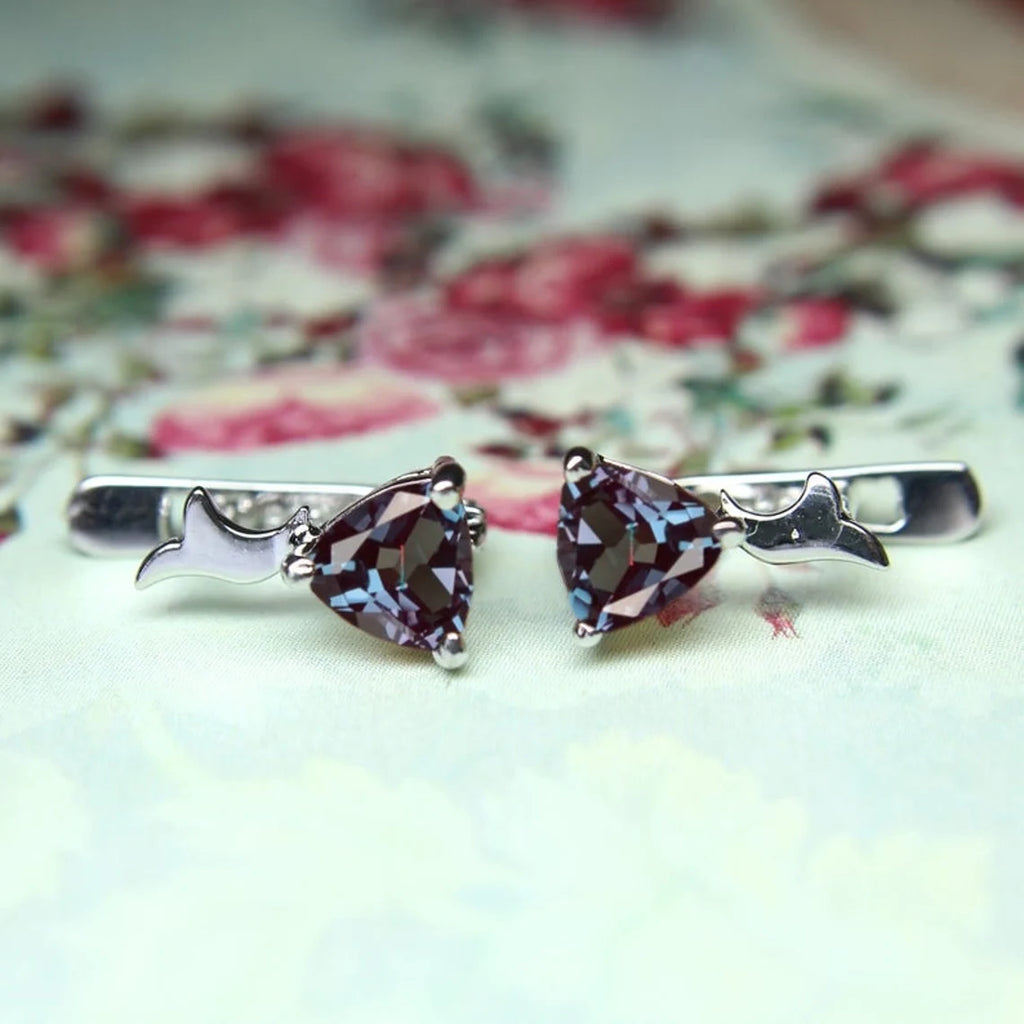 Trillion Cut Alexandrite Earrings For Women- Color Changing Gemstone Hoop Earrings- Alexandrite Earrings in 925 Sterling Silver