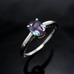 Alexandrite Ring Wedding Ring Oval Cut Color Changing Gemstone Ring Sterling Silver Ring June Birthstone Ring