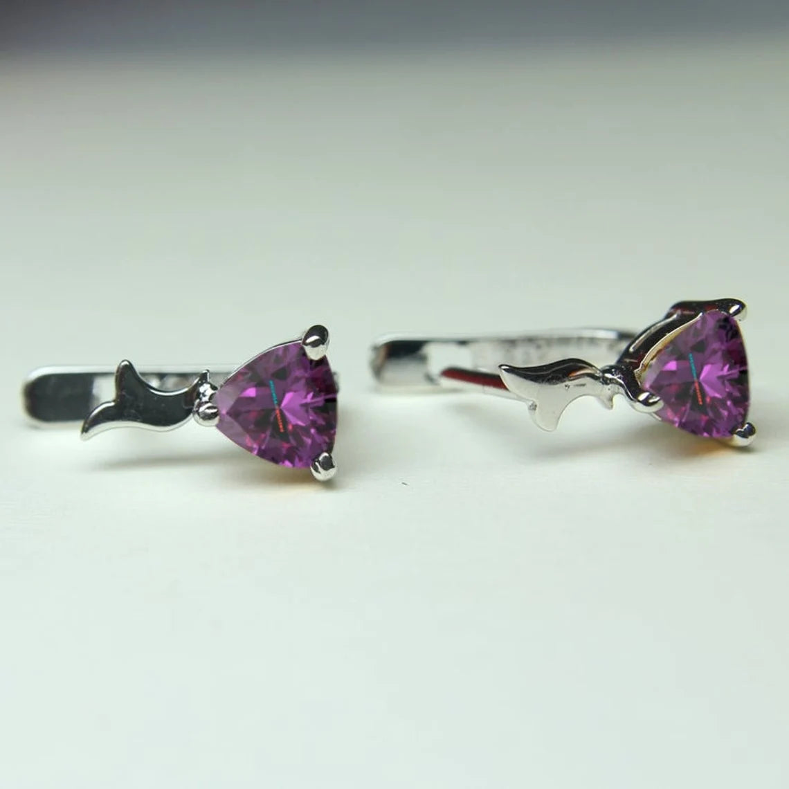 Trillion Cut Alexandrite Earrings For Women- Color Changing Gemstone Hoop Earrings- Alexandrite Earrings in 925 Sterling Silver