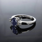 Beautiful Handmade Galaxy Sandstone Ring- Blue Sandstone Engagement Ring- Nebula Ring- Sterling Silver Ring Promise Ring- Anniversary Gift