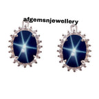 Lindy Star Earrings in 925 Sterling Silver Blue Star Sapphire Earrings for Women's
