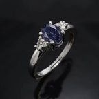 Beautiful Handmade Galaxy Sandstone Ring- Blue Sandstone Engagement Ring- Nebula Ring- Sterling Silver Ring Promise Ring- Anniversary Gift