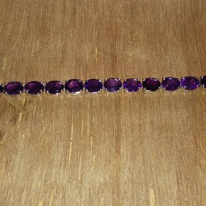 Natural Amethyst Bracelet -Gemstone Tennis Bracelet Jewelry, 925 Sterling Silver Bracelet-Purple Stones-Natural Amethyst Bracelet For Bride