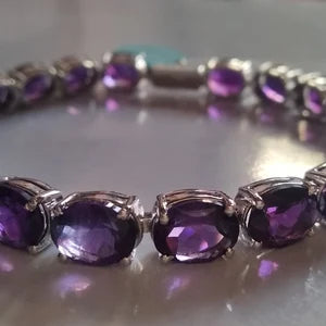 Natural Amethyst Bracelet -Gemstone Tennis Bracelet Jewelry, 925 Sterling Silver Bracelet-Purple Stones-Natural Amethyst Bracelet For Bride