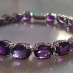Natural Amethyst Bracelet -Gemstone Tennis Bracelet Jewelry, 925 Sterling Silver Bracelet-Purple Stones-Natural Amethyst Bracelet For Bride