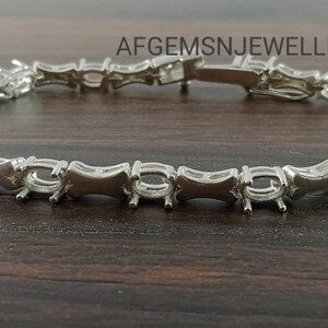 Oval Tennis Bracelet-Semi Mount Bracelet-925 Sterling Silver Bracelet-Ready to be Set With Your Own Stone-Without Stone Bracelet