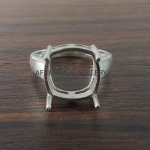 12X12 MM Cushion Semi Mount Ring-Without Stone Ring-Promise Ring-Women Ring-925 Sterling Silver Ring-Cushion Ring-Prong Setting Ring