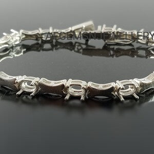 Oval Tennis Bracelet-Semi Mount Bracelet-925 Sterling Silver Bracelet-Ready to be Set With Your Own Stone-Without Stone Bracelet