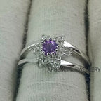 Purple amethyst ring, Natural amethyst ring, 925 sterling silver, February birthstone, round cut, engagement ring, Dainty Promise ring