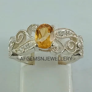 Unique Yellow Topaz Ring-925 Silver Ring-Golden Topaz Jewelry-Vintage Ring-Gift Ring-Women Ring-Yellow Golden Topaz-Birthstone Topaz Ring