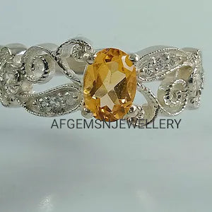 Unique Yellow Topaz Ring-925 Silver Ring-Golden Topaz Jewelry-Vintage Ring-Gift Ring-Women Ring-Yellow Golden Topaz-Birthstone Topaz Ring