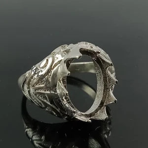 10X14MM Oval Semi Mount Ring-Men Mount Ring-Without Stone Ring-Men Ring-Unset Ring-Setting Ring-925 Sterling Silver Ring-Prong Setting Ring