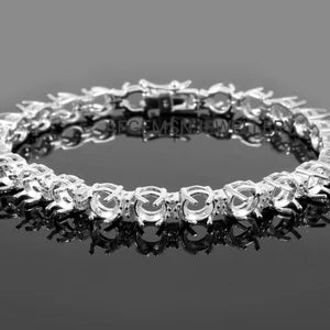 Round Semi Mount Bracelet-Without Stone Bracelet-Tennis Bracelet-Ready to be Set With Your Own Stone-925 Sterling Silver Bracelet