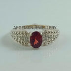 Wedding Garnet ring, oval cut, January birthstone, natural garnet ring, red gemstone, sterling silver, promise ring,