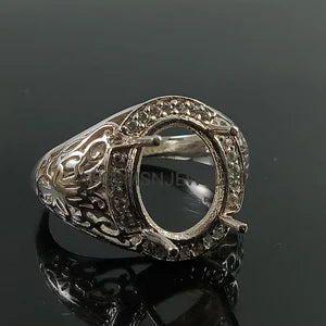 10X12MM Oval Semi Mount Ring-Unique Ring-Without Stone Ring-Men Mount Ring-Oval Mount Ring-925 Sterling Silver Ring-Prong Setting Ring