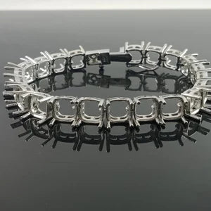 7X7 MM Cushion Semi Mount Bracelet-Without Stone Bracelet-Tennis Bracelet-Ready to be Set With Your Own Stone-925 Sterling Silver Bracelet