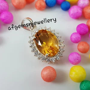Golden Topaz Necklace in 925 Sterling Silver Yellow Topaz Pendant Yellow Gemstone