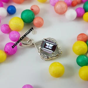 Beautiful Handmade Emerald Cut Alexandrite Pendant in 925 Sterling Silver Alexandrite Necklace Infinity Style