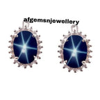 Lindy Star Earrings in 925 Sterling Silver Blue Star Sapphire Earrings for Women's