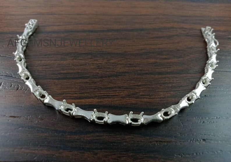 Oval Tennis Bracelet-Semi Mount Bracelet-925 Sterling Silver Bracelet-Ready to be Set With Your Own Stone-Without Stone Bracelet