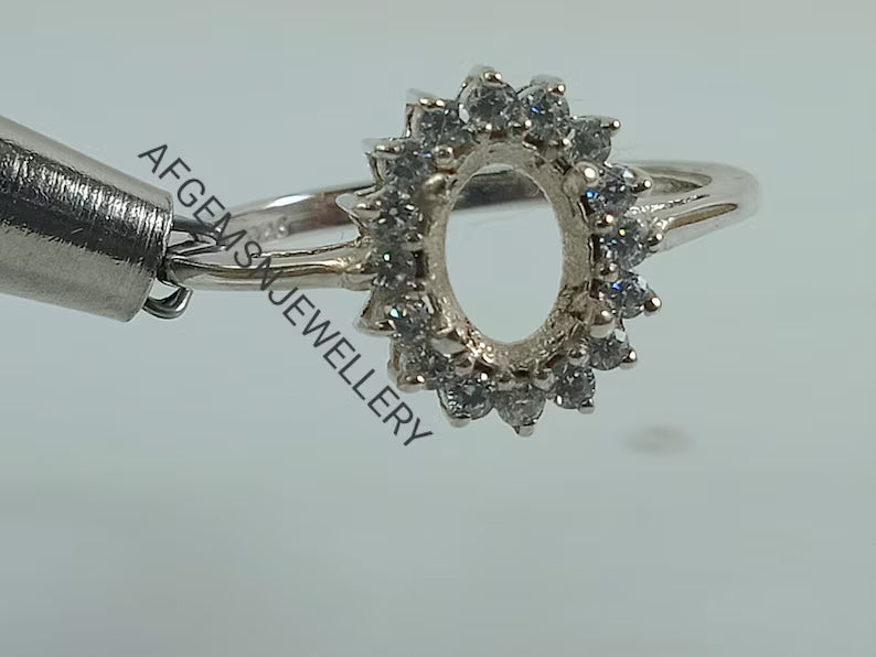 7X5 MM Oval Semi Mount Ring-Without Stone Ring-Ready To be Set With Your Own Stone-Women Ring-925 Sterling Silver Ring-Prong Setting Ring
