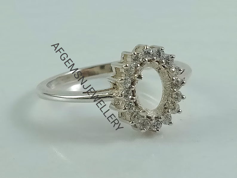 7X5 MM Oval Semi Mount Ring-Without Stone Ring-Ready To be Set With Your Own Stone-Women Ring-925 Sterling Silver Ring-Prong Setting Ring