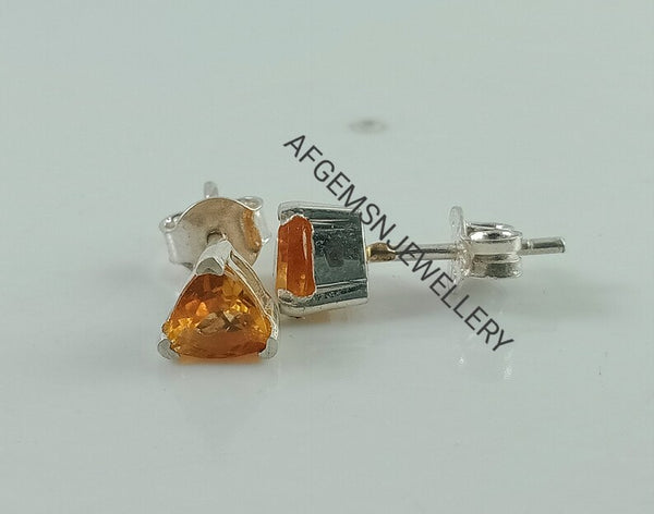 Trillion Cut Golden Topaz Stud Earrings | Yellow Topaz Studs | Elegant Women’s Golden Topaz Earrings | Perfect Gift for Her