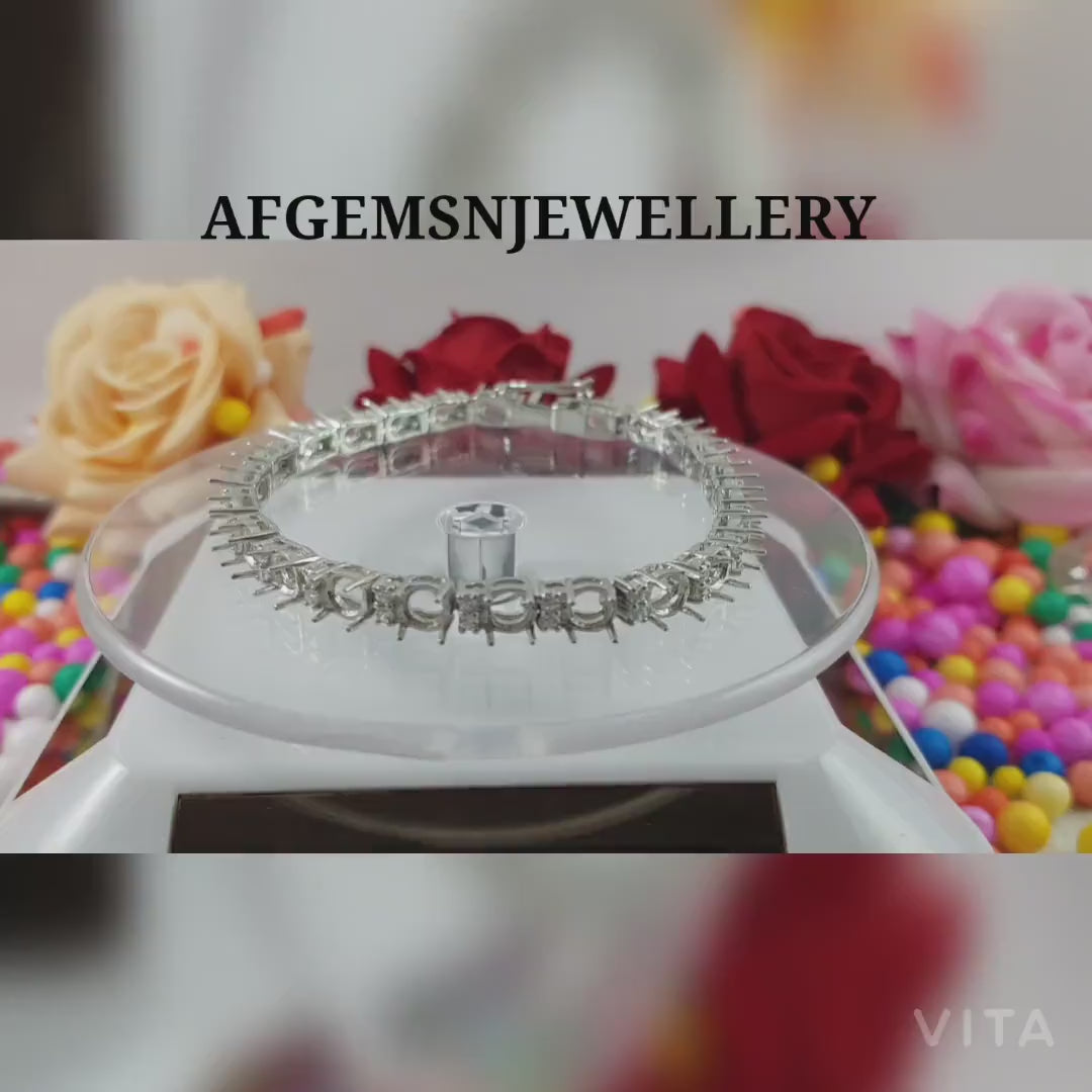 Round Semi Mount Bracelet-Without Stone Bracelet-Tennis Bracelet-Ready to be Set With Your Own Stone-925 Sterling Silver Bracelet