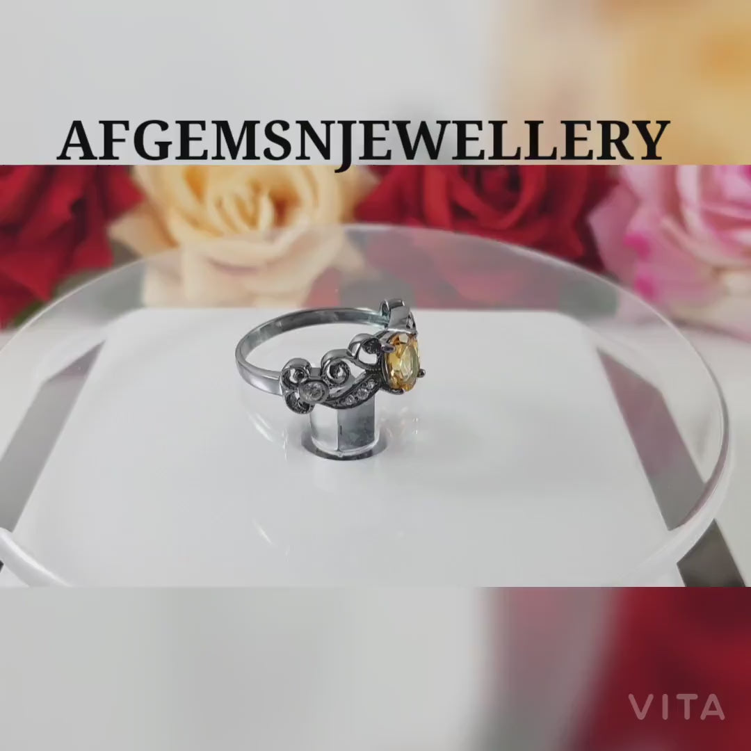 Unique Yellow Topaz Ring-925 Silver Ring-Golden Topaz Jewelry-Vintage Ring-Gift Ring-Women Ring-Yellow Golden Topaz-Birthstone Topaz Ring