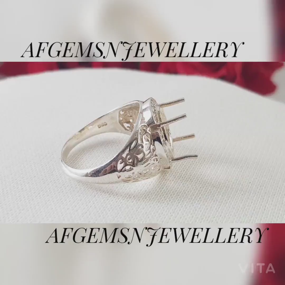 10X12MM Oval Semi Mount Ring-Unique Ring-Without Stone Ring-Men Mount Ring-Oval Mount Ring-925 Sterling Silver Ring-Prong Setting Ring