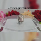 Natural Pink Morganite Ring Engagement Ring Oval Cut Pink Gemstone Ring Sterling Silver Ring